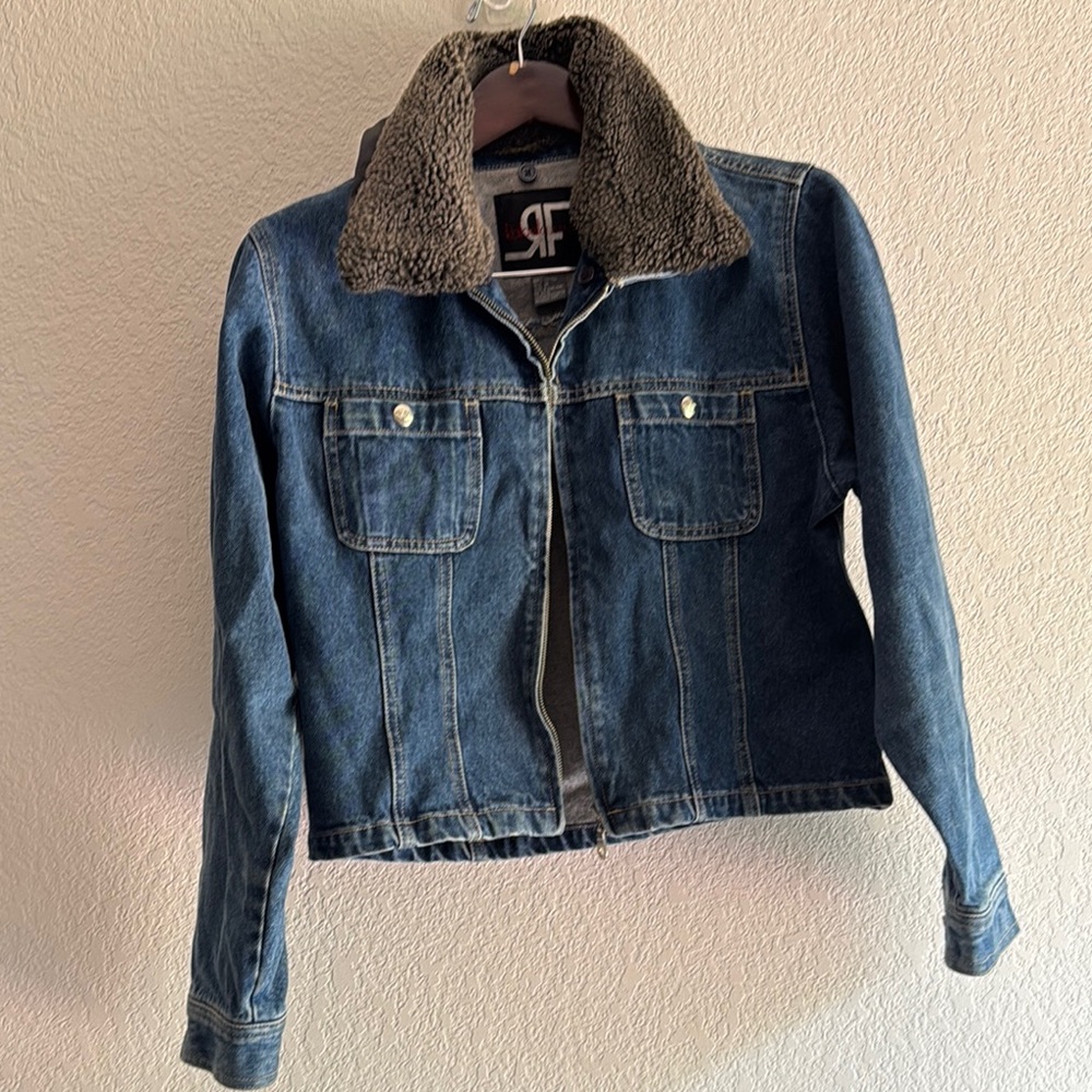 Rafaella Vintage Blue and Brown Jean Jacket with Corduroy Collar 100% co… - Picture 5 of 5